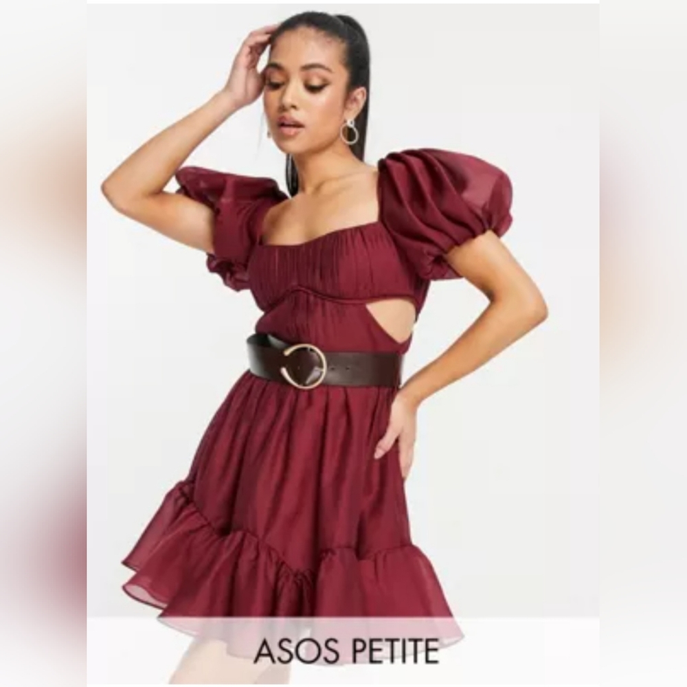 NWT ASOS DESIGN Petite voile mini dress with pleated bodice w/out belt Size 10 - Picture 5 of 5